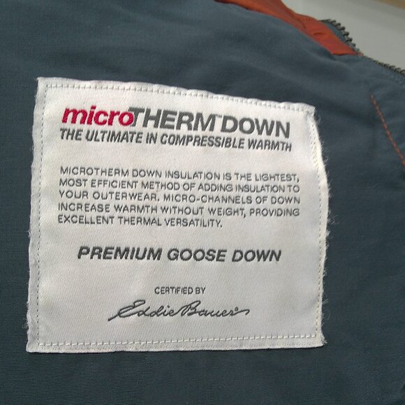 Eddie Bauer Preppy Classic Premium Goose Down Micro Therm Hooded Navy Jacket M - Picture 6 of 13